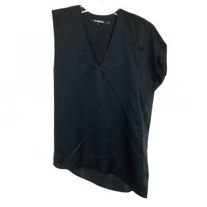 Womens Size 4 Tess Giberson Black Pure Silk Asymmetric Top